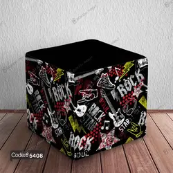 خرید و قیمت پاف نشیمن فانتزی گیتار کد 5408 | دکوراسیون داخلی چاپی بوکه پرینت