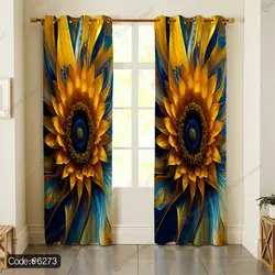 خرید و قیمت پرده پانچ گل آفتابگردان کد 6273 | دکوراسیون داخلی چاپی بوکه پرینت