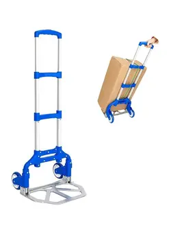 Foldable Aluminum Luggage Trolley Blue 