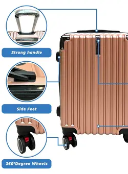 Ababeed travel luggage Carry On fashionable Hard-shell (Hard side) trolley bag, with 360 spinner wheels, and extra protection or corners and sides,with front hanger. 