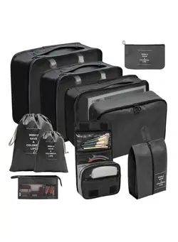 چمدان و ساک مسافرتی ست چمدان 10 pcs Luggage organizers travel storage bag set for clothes shoes black 