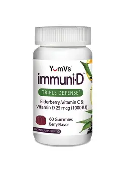 ویتامین و ساپلیمنت دمنوش و مکمل‌های گیاهی Immunid Elderberry Gummies By Yumvs ; Triple Defense Vitamins With Sambucus Elderberry Vitamin C & Vitamin D ; Complete Immune System Support For Women & Men ; Natural Berry Flavor60 Count