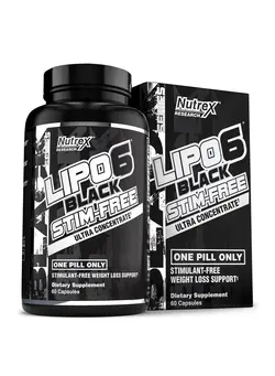 مکمل‌های ورزشی ارموژنیک Nutrex Lipo 6 Black Stim Free, Ultra Concentrate 60 Capsules