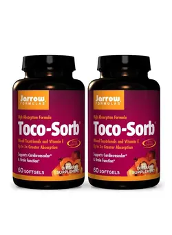 ویتامین و ساپلیمنت دمنوش و مکمل‌های گیاهی Toco-Sorb - 60 Softgels, Pack of 2 - Cardiovascular Health & Brain Function Support - High Absorption Formula - Mixed Tocotrienols & Vitamin E - 120 Total Servings