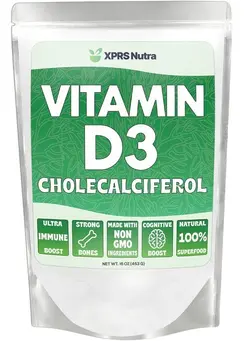 ویتامین و ساپلیمنت مکمل‌های گوارشی Vitamin D3 Powder (Cholecalciferol) - Unflavored VIT D Powder for Bones and Immunity - Vitamin D3 Powder for Muscle Function - Vitamin D Powder Supplements (16 Ounce)