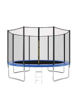 بازی‌های فضای باز و تجهیزات پارک ترامپولین 10 Feet Round Enclosured Trampoline With Ladder 305X305X246cm 