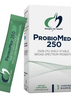 ویتامین و ساپلیمنت مکمل‌های گوارشی Designs for Health ProbioMed 250 Probiotics - Shelf Stable 250 Billion CFU Probiotic Supplement for Adults - 10 Strains for Digestive Health + Immune Support - Dairy Free + Gluten Free (14 Packets)