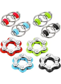 گجت، فیجت و سرگرمی اسپینر 8 Pieces Fidget Toys Set Includes 4 Flippy Roller Chain And 4 Six Roller Bike Chain Toys For Adults And Teenagers In Learning Help (Red Sky Blue Green Black) 