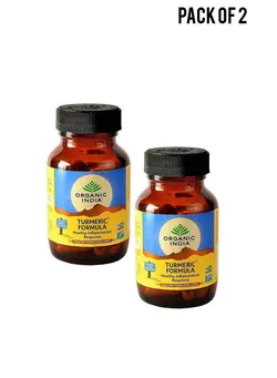 مکمل‌های تقویتی و تنظیمی گیاهی Organic India Turmeric Formula 60 Capsules Bottle Value Pack of 2