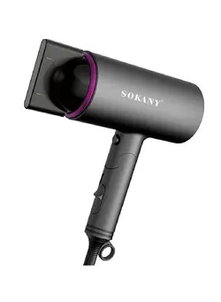 لوازم و مواد فرم‌دهی مو سشوار SOKANY SK-2221 Ion Hair Dryer AC Motor 1600 W Quick Drying Hair Dryer, Travel Hair Dryer, Foldable Small, 1 Speed, 3 Temperature Settings, Includes Styling Nozzle, Grey 