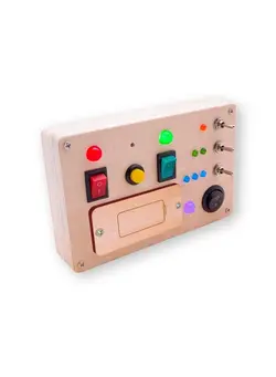 اسباب‌بازی‌های کودک و نوپا سایر Led Light Switch Busy Board Montessori Toy Button Busy Board Kids Wooden Control Panel Kids Toy Activity Sensory Board Fidget Toy For Toddlers 1 2 3 Year Old 