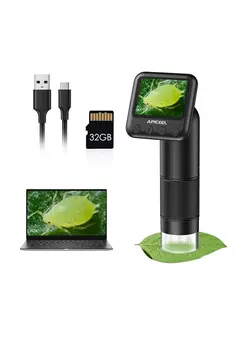 دوربین فیلم‌برداری و عکاسی تلسکوپ و میکروسکوپ Handheld Digital Microscope with 2” LCD Screen, 800X Pocket Portable Microscope for Kids with Adjustable Lights Coins Electronic Magnifier Camera, USB to PC Including SD Card 