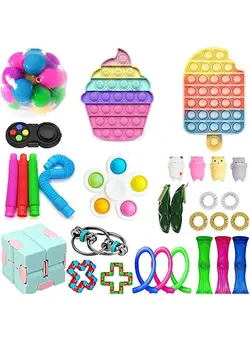 گجت، فیجت و سرگرمی اسپینر Pack Sensory Toys Set, Relieves Stress and Anxiety Fidget Toy for Children Adults, Special Toys Assortment for Birthday Party Favors (30 pcs set style 2) 