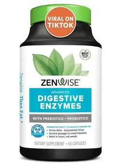 ویتامین و ساپلیمنت مکمل‌های گوارشی Zenwise Digestive Enzymes - Probiotic Multi Enzymes with Probiotics and Prebiotics for Digestive Health + Bloating Relief for Women and Men, Bromelain and More for Gut Health and Digestion - 60 Count