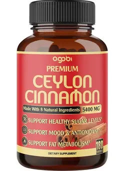 ویتامین و ساپلیمنت دمنوش و مکمل‌های گیاهی Premium Ceylon Cinnamon with Berberine Supplement - Equivalent to 5400mg - 8in1 Combined Turmeric, Ginger, Gymnema & More - Body, Heart & Immune Support - 180 Capsules 3 Month
