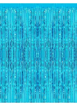 نورپردازی و استودیو سایر 2 Pcs 3.2Ft X 8.2Ft Shiny Blue Metallic Tinsel Foil Fringe Curtain Photo Booth Backdrop For Birthday Wedding Holiday Bridal Shower Baby Shower Bachelorette Party Decorations (Light Blue) 