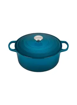 ظروف و لوازم پخت غذا قابلمه Le Creuset Enameled Cast Iron Signature Round Dutch Oven, 7.25 qt, Deep Teal 