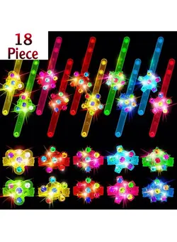 گجت، فیجت و سرگرمی اسپینر 18 Piece LED Light Up Fidget Spinner Bracelets Party Favors For Kid Glow in The Dark Party Supplies Birthday Gifts Treasure Box Toys for Classroom Carnival Prizes Pinata Goodie Bags Stuffers 