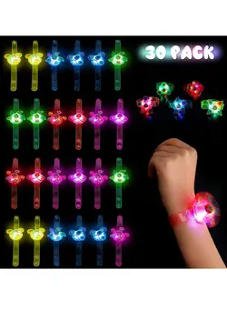 گجت، فیجت و سرگرمی اسپینر 30 Piece LED Light Up Fidget Spinner Bracelets Party Favors For Kid Glow in The Dark Party Supplies Birthday Gifts Treasure Box Toys for Classroom Carnival Prizes Pinata Goodie Bags Stuffers 
