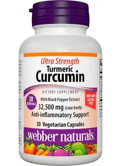 ویتامین و ساپلیمنت دمنوش و مکمل‌های گیاهی Ultra Strength Turmeric Curcumin With Black Pepper 32500 Mg Of Raw Turmeric 30 Vegetarian Capsules Joint And Antioxidant Support Gluten Free Nongmo Suitable For Vegans