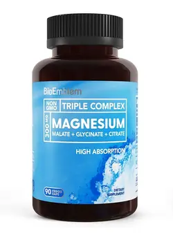 ویتامین و ساپلیمنت مکمل‌های گوارشی BioEmblem Triple Magnesium Complex 300mg  90 Capsules