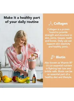 ویتامین و ساپلیمنت دمنوش و مکمل‌های گیاهی Liquid Biotin & Collagen Hair Growth Drops 70,000mcg (4oz) Healthy Skin, Nail & Hair Supplement - Supports Hair Growth, Radiant Skin, Strong Nails - High Potency Supplements - Vitamins for Women & Men