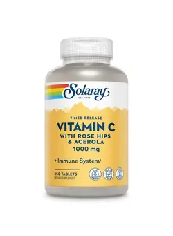 ویتامین و ساپلیمنت دمنوش و مکمل‌های گیاهی Vitamin C 500Mg W/ Rose Hips Acerola & Bioflavonoids Timedrelease Healthy Immune System Support 250 Vegcaps