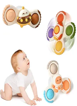 گجت، فیجت و سرگرمی اسپینر Suction Cup Spinner Toy for Baby 3Pcs Sensory Toys for Toddlers 1-3 Infant Bath Toy Toddler Travel Toys with Spinning Top Baby First Birthday for 1 2 3 Year Old Boys Girls Preschool Toys 
