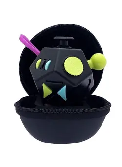 گجت، فیجت و سرگرمی اسپینر Thefube Fidget Cube Dodecagon 12 Sides Premium Quality Fidget Cube Dice With Exclusive Carry Case Durable Relieve Stress And Anxiety For Add Adhd Ocd (Black & Mix) 