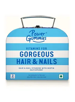 ویتامین و ساپلیمنت مکمل‌های گوارشی Power Gummies Hair & Nail Vitamins with Biotin & A to E Vitamins | 120 Gummies Pack for Men,Women | Reduces Hair Fall & Strengthens Nails Growth