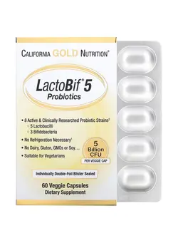 ویتامین و ساپلیمنت مکمل‌های گوارشی Dietary Supplement LactoBif Probiotics  5 Billion CFU - 60 Veggie Capsules