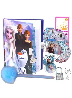 یادگیری و آموزشی سایر Disney Frozen Diary And Pen Set ~ 3 Pc Bundle With Anna And Elsa 60Sheet Journal With Real Padlock And Pen 300 Stickers And Door Hanger (Frozen Diary For Girls) 