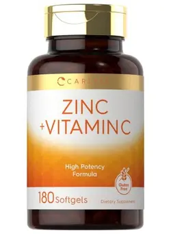 ویتامین و ساپلیمنت مکمل‌های گوارشی Zinc 100Mg With Vitamin C; 180 Softgels; Nongmo Gluten Free Supplement; By Carlyle