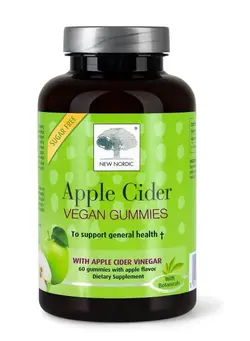 ویتامین و ساپلیمنت دمنوش و مکمل‌های گیاهی NEW NORDIC Apple Cider Gummies | Vegan | Contains Mother Strain | 60 Count