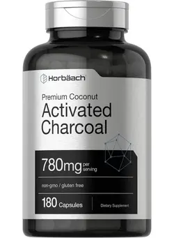 ویتامین و ساپلیمنت مکمل‌های گوارشی Charcoal Pills 780Mg ; 180 Capsules ; Activated Charcoal From Coconut Shells ; Nongmo And Gluten Free ; By Horbaach