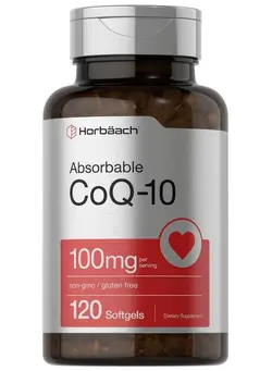 ویتامین و ساپلیمنت مکمل‌های گوارشی Coq10 100Mg Softgels ; 120 Count ; Nongmo And Gluten Free ; By Horbaach
