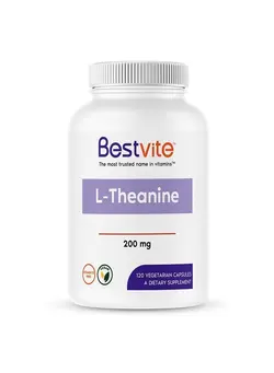 ویتامین و ساپلیمنت مکمل‌های گوارشی L-Theanine 200mg (120 Vegetarian Capsules) - No Stearates - Vegan - Non GMO - Gluten Free