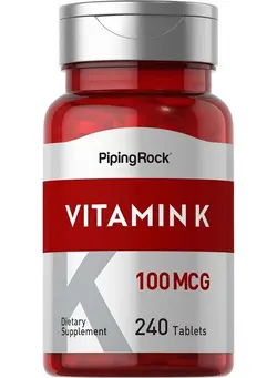 ویتامین و ساپلیمنت دمنوش و مکمل‌های گیاهی Vitamin K ; 100 Mcg ; 240 Tablets ; Nongmo Gluten Free Supplement