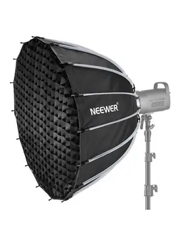 لوازم جانبی فیلم‌برداری و عکاسی اکسسوری حرفه‌ای NEEWER 33inch/85cm Parabolic Softbox Quick Set up Quick Folding, with Diffusers/Honeycomb Grid/Bag, Compatible with Aputure 120d Light Dome Godox sl60w NEEWER RGB CB60 and Other Bowens Mount Lights 