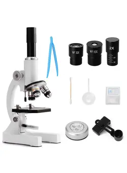 دوربین فیلم‌برداری و عکاسی تلسکوپ و میکروسکوپ 64X-2400X Monocular Optical Microscope Elementary School Children Science Experimental Biology Teaching Microscope Children Birthday Gifts 