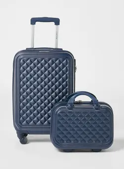 چمدان و ساک مسافرتی چمدان تک 2-Piece Cabin Luggage Trolley And Beauty Case Set Blue 