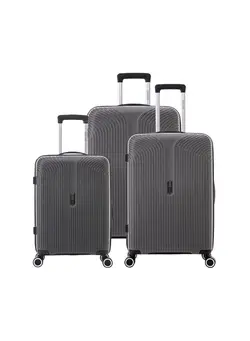 چمدان و ساک مسافرتی ست چمدان Marc 3 Polypropelene Hardside Spinner Luggage Trolley Set 20/24/28 Inch Dark Grey 