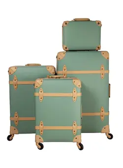 چمدان و ساک مسافرتی چمدان تک Vintage Luggage Sets of 4 Pieces, Carry On Cute Suitcase with Rolling Spinner Wheels TSA Lock Luggage (green) 