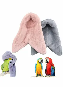 عروسک و لوازم  جانبی اکسسوری عروسک Plush Bird Tent, Parrot Toy, Comfortable Corner Hanging Warm Blanket Nest Bed, Cage Hammock for Lovebirds Small and Medium Birds (2pcs, Gray Pink) 