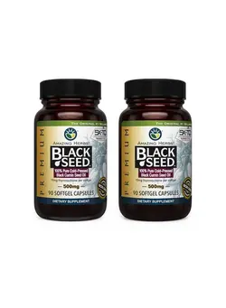 ویتامین و ساپلیمنت مکمل‌های گوارشی Premium Black Seed Oil Capsules Gluten Free Non Gmo Cold Pressed Nigella Sativa Aids In Digestive Health Immune Support Brain Function 90 Count 500Mg (Pack Of 2)