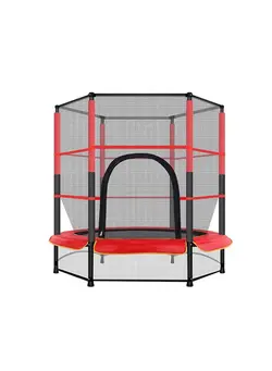 بازی‌های فضای باز و تجهیزات پارک ترامپولین 5.5ft Heavy-Duty Indoor And Outdoor Portable Bounce Trampoline With Safety Net For Secure Fun Time 140X140X160cm 