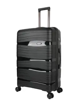 چمدان و ساک مسافرتی چمدان تک Hard Case Luggage Trolley For Unisex Polypropylene Lightweight 4 Double Wheeled Suitcase With Built In TSA Type Lock Travel Bag KH1025 Black 