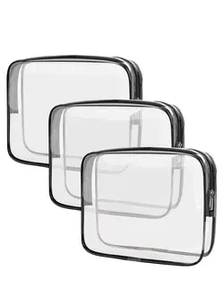 زیبایی و آرایش سایر Hand Bag Clear Makeup Bags Clear Cosmetics Bag Transparent Tote Bag Thick PVC Zippered Toiletry Carry Pouch Waterproof Makeup Artist Large Bag Diaper Shoulder Bag Beach Bag 