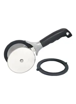 ظروف و تجهیزات آشپزخانه اکسسوری و تجهیزات آماده سازی Salad-Chopper with Protective-Covers Dual-Wheels Salad-Cutter Food-grade Stainless Steel Circle Cutter Quick Kitchen Prep Silver 26 x 6 x 10cm 