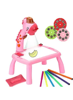 یادگیری و آموزشی سایر Multi-function Drawing Table Learning Desk with Music Function Trace and Draw Projector Art Drawing Board 24 Patterns Projection Tracing Painting Table Projection Sketchpad (Pink) 
